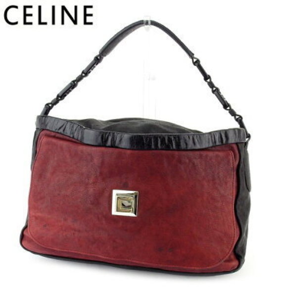 Celine Shoulder Bag black Red leather - Picture 1 of 6